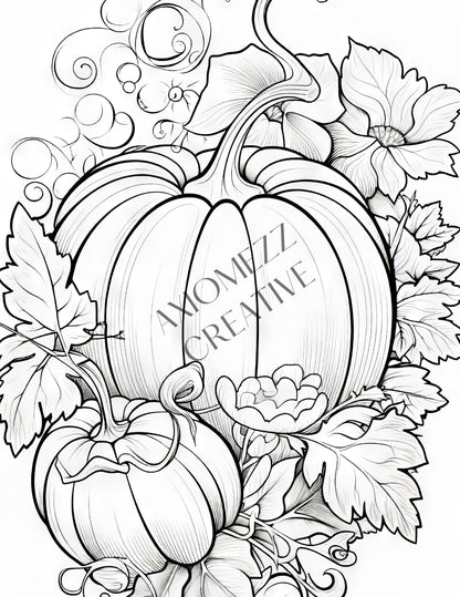 27 Autumn Mix-n-Match Coloring Pages Greyscale